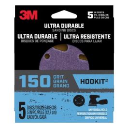 3M™ Ultra Durable 5 inch Power Sanding Discs, Universal Hole, 150 grit, Disc5in5pk150, 5/pk, 20/case