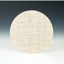3M™ Hookit™ Diamond Microfinishing Film Disc 675L, 45 Mic 5MIL, Gray, 5 in x NH, Die 500LG