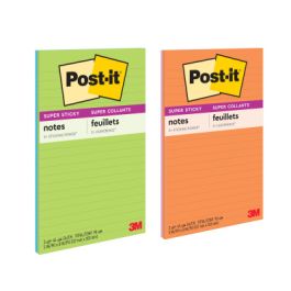 Post-it® Super Sticky Notes 5845-SS, 5 in x 8 in (127 mm x 203 mm) Energy Boost, Lined, 2 Pads/Pack