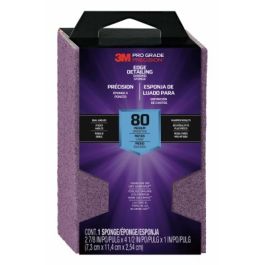 3M™ Pro Grade Precision™ Edge Detailing Dual Angle Sanding Sponge 24300TRI-M-DA, 2 7/8 in x 4 1/2 in x 1 in, 80 grit, 12/cs