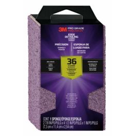 3M™ Pro Grade Precision™ Edge Detailing Dual Angle Sanding Sponge 24303TRI-XC-DA, 2 7/8 in x 4 1/2 in x 1 in, 36 grit, 12/cs