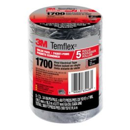 3M™ Temflex 1700 Vinyl Electrical Tape 1700-5PK-BB6, 3/4 in x 60 ft x 7 mil