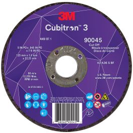 3M™ Cubitron™ 3 Cut-Off Wheel, 90045, 36+, T27, 5 in x 0.045 in x 7/8 in (125 x 1.6 x 22.23 mm), ANSI, 25/Pack, 50 ea/Case