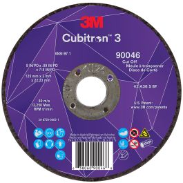 3M™ Cubitron™ 3 Cut-Off Wheel, 90046, 36+, T27, 5 in x 0.09 in x 7/8 in (125 x 2 x 22.23 mm), ANSI, 25/Pack, 50 ea/Case