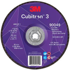 3M™ Cubitron™ 3 Cut-Off Wheel, 90049, 36+, T27, 7 in x 0.09 in x 5/8 in-11 (180 x 2 mm x 5/8-11 in), ANSI, 10 ea/Case