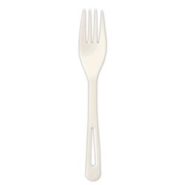 TPLA Compostable Cutlery, Fork, Plastic, White, 1,000/Carton