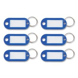 Key Tags Label Window, 0.88 x 0.19 x 2, Dark Blue, 6/Pack