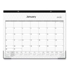 Enterprise Desk Pad, Geometric Artwork, 22 x 17, White/Gray Sheets, Black Binding, Clear Corners, 12-Month (Jan to Dec): 2025