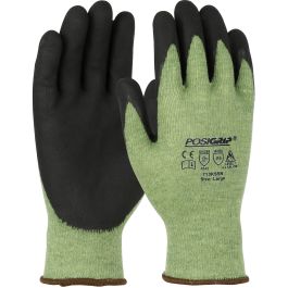 AR Seamless Knit Aramid Blend Glove with Nitrile Foam Coated Grip on Palm & Fingers, Green, 2XL