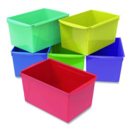 Double XL Wide Interlocking Book Bins, 9.2" x 14.5" x 7", Assorted Bright Colors, 6/Carton