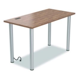 Essentials Writing Table-Desk with Integrated Power Management, 47.5" x 23.7" x 28.8", Espresso/Aluminum