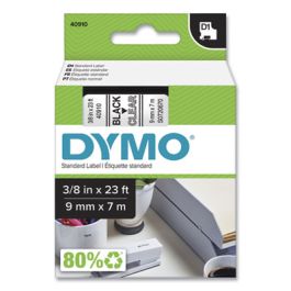 D1 High-Performance Polyester Removable Label Tape, 0.37" x 23 ft, Black on Clear