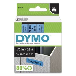 D1 High-Performance Polyester Removable Label Tape, 0.5" x 23 ft, Black on Blue