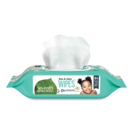 Free and Clear Baby Wipes, 7 x 7, Unscented, White, 64/Flip Top Pack, 12 Packs/Carton