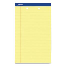 Perforated Writing Pads, Wide/Legal Rule, 50 Canary-Yellow 8.5 x 14 Sheets, Dozen