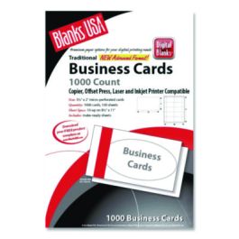 Printable Microperf Business Cards, Copier/Inkjet/Laser/Offset, 2 x 3.5, White, Bristol, 1,000 Cards, 10/Sheet, 100 Sheets/PK