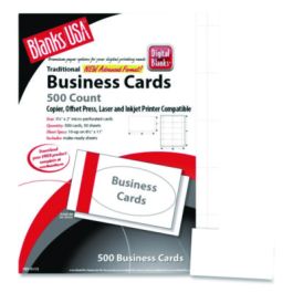 Printable Microperforated Business Cards, Copier/Inkjet/Laser/Offset, 2 x 3.5, White, 2,500 Cards, 10/Sheet, 250 Sheets/Pack