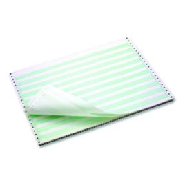 Continuous Feed Computer Paper, 1-Part, 18 lb Bond Weight, 11 x 14.88, White/Green Bar, 3,000/Carton
