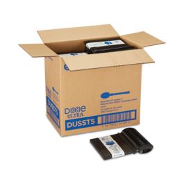 SmartStock Tri-Tower Dispensing System Polystyrene Cutlery, Mediumweight Spoon, Plastic, Black, 40/Pack, 24 Packs/Carton