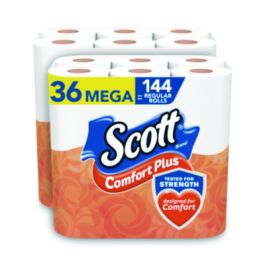 ComfortPlus Toilet Paper, Mega Roll, Septic Safe, 1-Ply, White, 462 Sheets/Roll, 36 Rolls/Pack