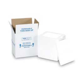 Insulated Shipping Container, 1.5" Foam Insert, 9" x 11" x 15", White/Blue