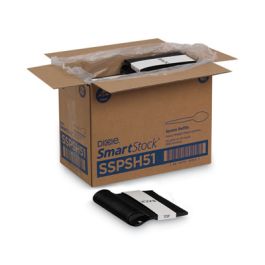 SmartStock Plastic Cutlery Refill, Series-O, Heavyweight Spoon, Black, 40/Pack, 24 Packs/Carton