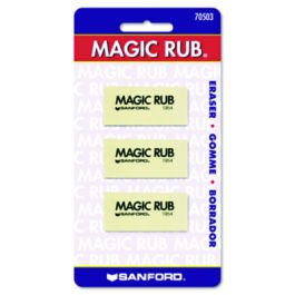 MAGIC RUB Eraser, For Pencil/Ink Marks, Rectangular Block, Medium, Off White, 3/Pack