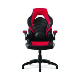 Vortex Bonded Leather Gaming Chair, Supports Up to 301 lbs, 17.9" to 21.6" Seat Height, Red/Black Back, Black Base