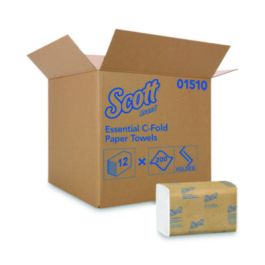Essential C-Fold Towels for Business, Absorbency Pockets, 1-Ply, 10.13 x 13.15, White, 200/Pack, 12 Packs/Carton