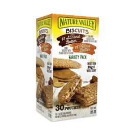 Biscuits, Cinnamon with Almond Butter/Honey with Peanut Butter, 1.35 oz Pouch, 30/Carton