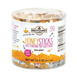Raw Honey Sticks, 0.28 oz, 80 Sticks/Tub, 1 Tub/Carton