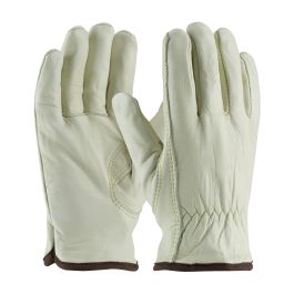 Economy Grade Top Grain Cowhide Leather Drivers Glove with Thermal Lining - Keystone Thumb, Natural, L