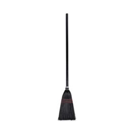 Flag Tipped Poly Lobby Brooms, Flag Tipped Poly Bristles, 38" Overall Length, Natural/Black, 12/Carton