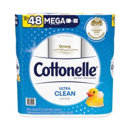 Ultra CleanCare Toilet Paper, Strong Tissue, Mega Rolls, Septic Safe, 1-Ply, White, 284/Roll, 12 Rolls/Pack, 48 Rolls/Carton