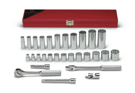 29 Pieces—12 Pt. Standard & Deep Socket Set, 3/8" Drive Size, 29 Pieces 340
