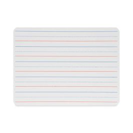 Magnetic Two-Sided Red/Blue Ruled Dry Erase Board, 12" x 9", White Surface, 12/Pack
