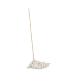 Handle/Deck Mops, #16 White Cotton Head, 48" Natural Wood Handle
