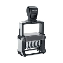 Professional Self-Inking Custom Number Stamp, 2.25" x 1.31", Black/Blue/Red