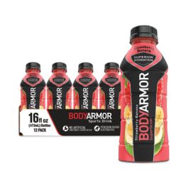 SuperDrink Sports Drink, Strawberry Banana, 16 oz Bottle, 12/Pack