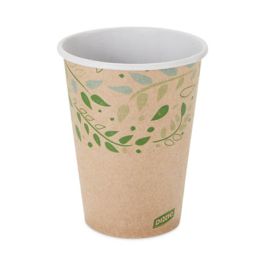 EcoSmart Recycled Fiber Hot/Cold Cups, 12 oz, Paper, Kraft/Green, 50/Sleeve, 20 Sleeves/Carton