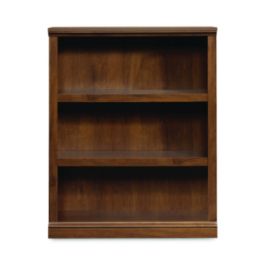 Select Collection Bookcase, Three-Shelf, 35.27w x 13.3d x 43.78h, Oiled Brown