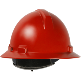 Full Brim Hard Hat with Polycarbonate / ABS Shell, 4-Point Textile Suspension and Wheel Ratchet Adjustment, Red, OS 280-HP1041R-15