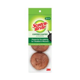 Metal Scrubbing Pads, 2.25 x 2.75, Copper, 3/Pack, 8/ Packs/Carton