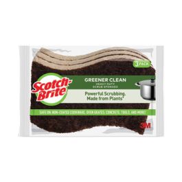 Greener Clean Heavy-Duty Scrub Sponge, 4.5 x 2.7, 0.6" Thick, Light Brown, 3/Pack