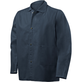 9 oz Flame Resistant Cotton Jacket, 30" Navy Blue, Medium