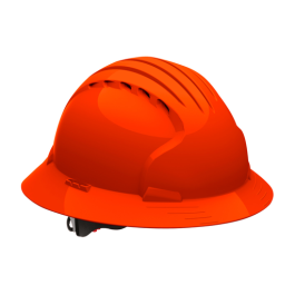 Vented, Full Brim Hard Hat with HDPE Shell, 6-Point Polyester Suspension and Wheel Ratchet Adjustment, Neon Orange, OS 280-EV6161V-OR