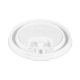 Lift Back and Lock Tab Lids for Paper Cups, Fits 8 oz Hot Cups, Plastic, White, 100/Sleeve, 10 Sleeves/Carton