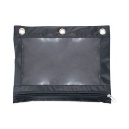 Binder Pencil Pouch, 3-Hole Punched, 10" x 7.38", Black/Clear, 3/Pack