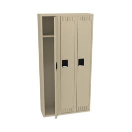Single-Tier Locker, Three Lockers with Hat Shelves, 36w x 12d x 72h, Sand