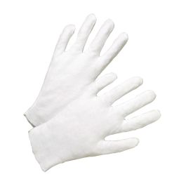 Heavy Weight Cotton Lisle Inspection Glove with Unhemmed Cuff, White, L